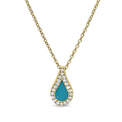 Turquoise Enamel Teardrop Pendant