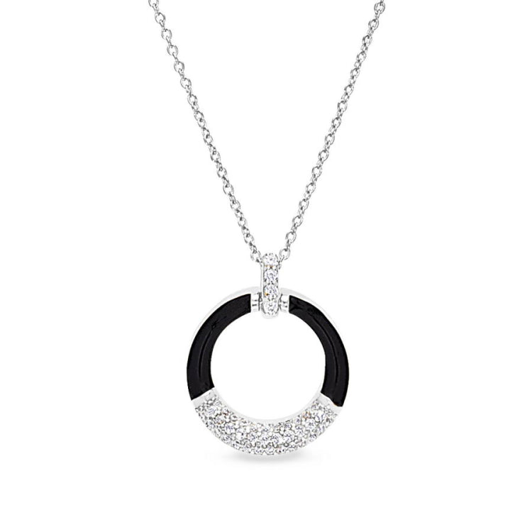 Black Enamel Open Circle Pendant