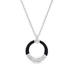 Black Enamel Open Circle Pendant