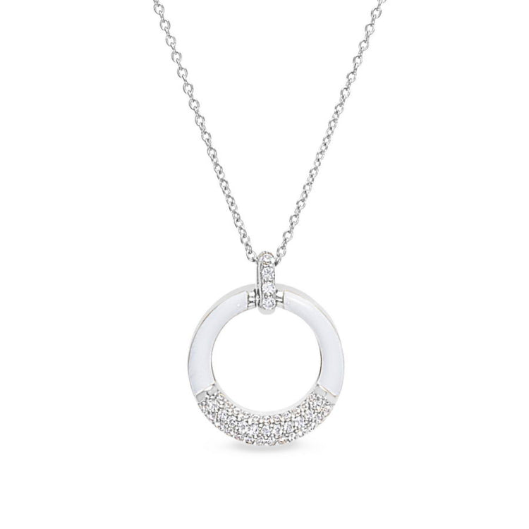 White Enamel Open Circle Pendant