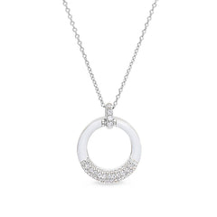 White Enamel Open Circle Pendant