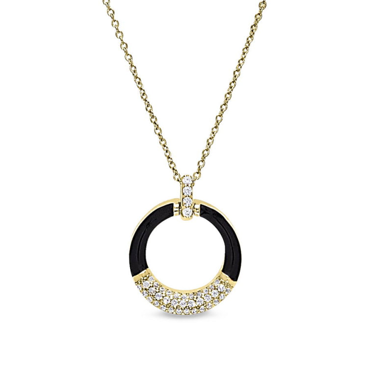 Black Enamel Open Circle Pendant