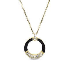 Black Enamel Open Circle Pendant