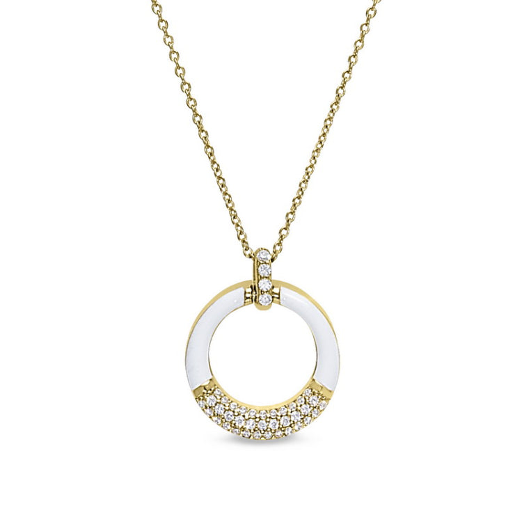 White Enamel Open Circle Pendant