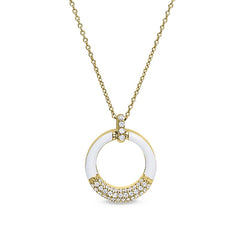 White Enamel Open Circle Pendant