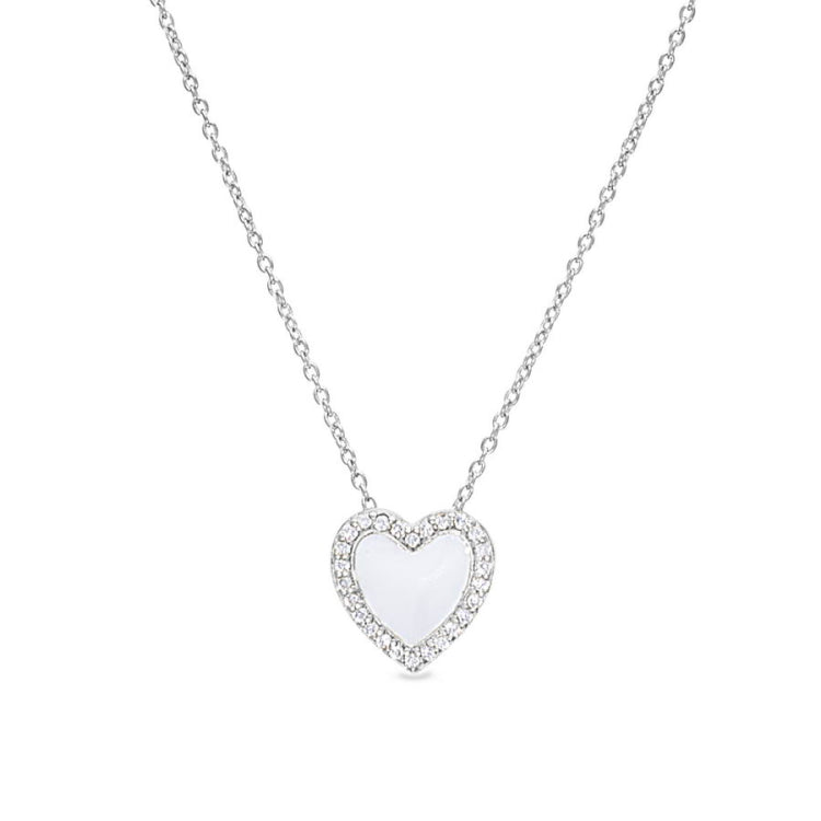 White Enamel Heart Pendant