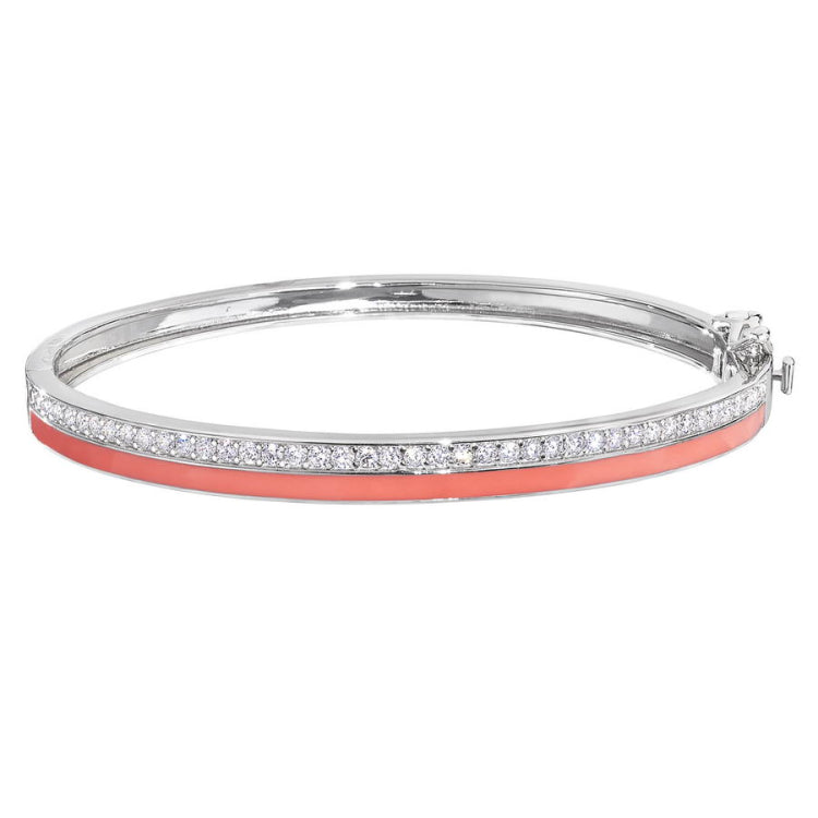 Coral Enamel Bangle Bracelet