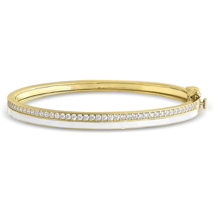 White Enamel Bangle Bracelet