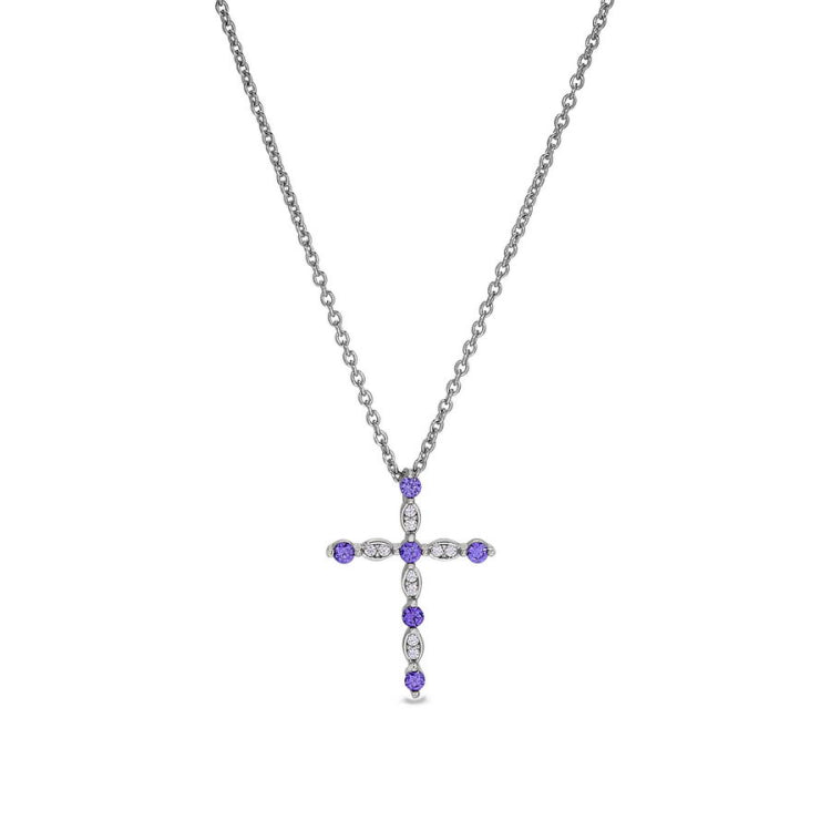 February Birthstone Cross Pendant