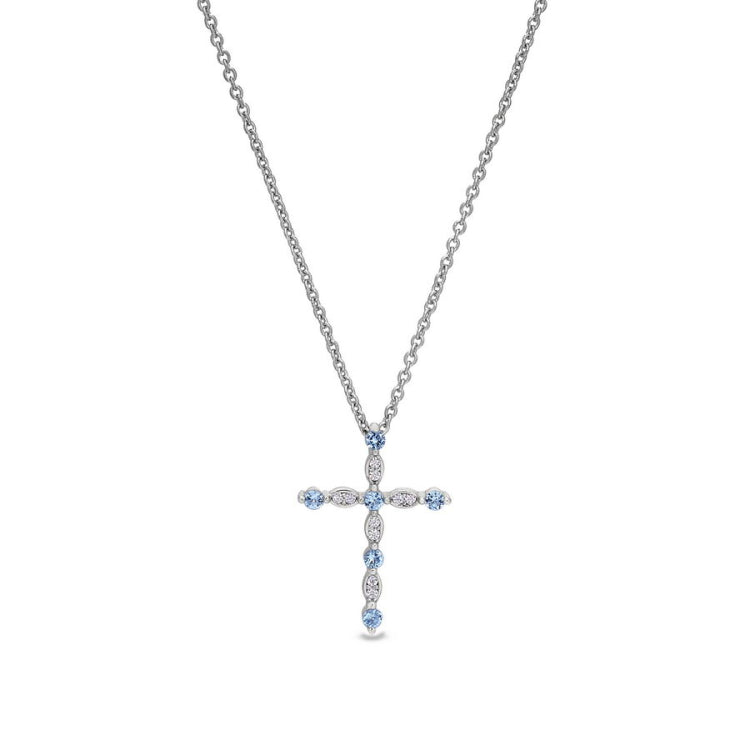 March Birthstone Cross Pendant