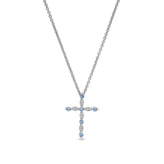 March Birthstone Cross Pendant