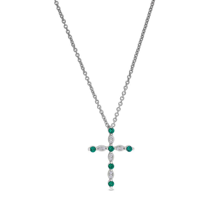 May Birthstone Cross Pendant