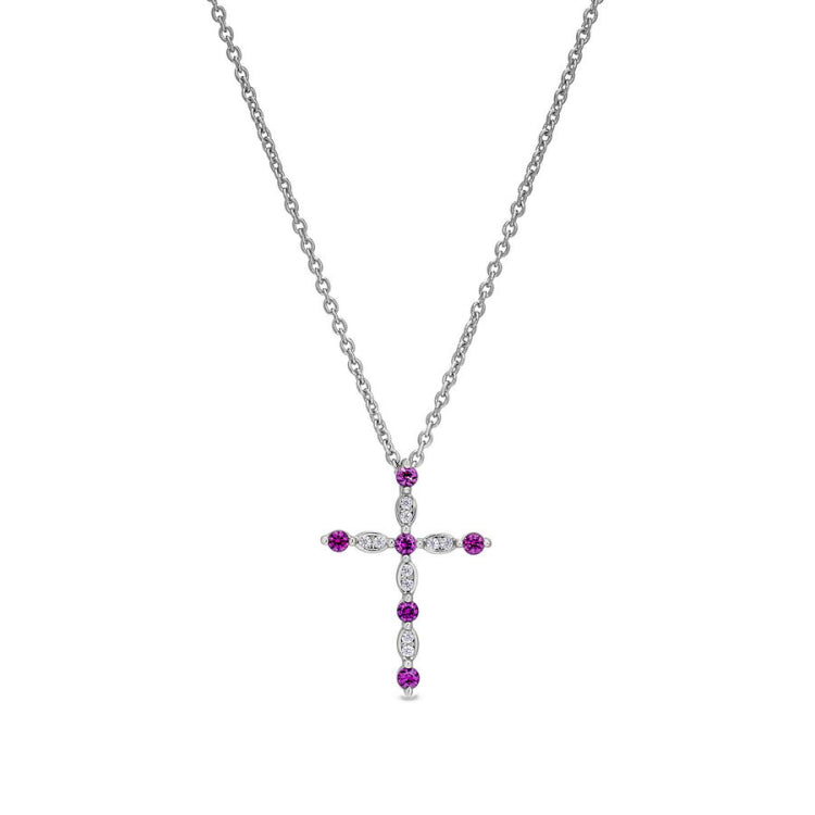 July Birthstone Cross Pendant