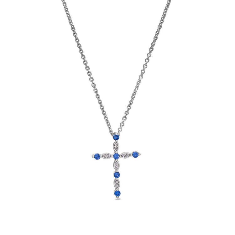 September Birthstone Cross Pendant