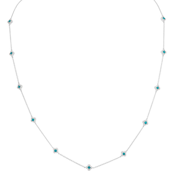 Turquoise Enamel Clover Station Necklace