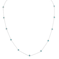 Turquoise Enamel Clover Station Necklace
