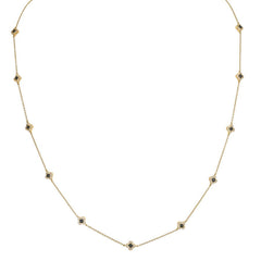 Black Enamel Clover Station Necklace