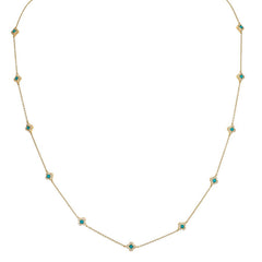 Turquoise Enamel Clover Station Necklace