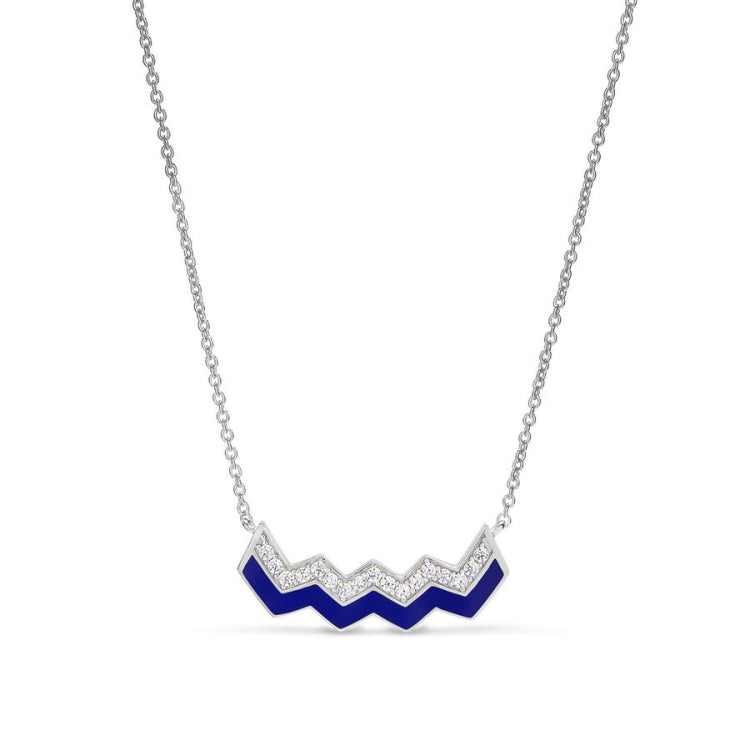 Navy Enamel Ups and Downs Necklace