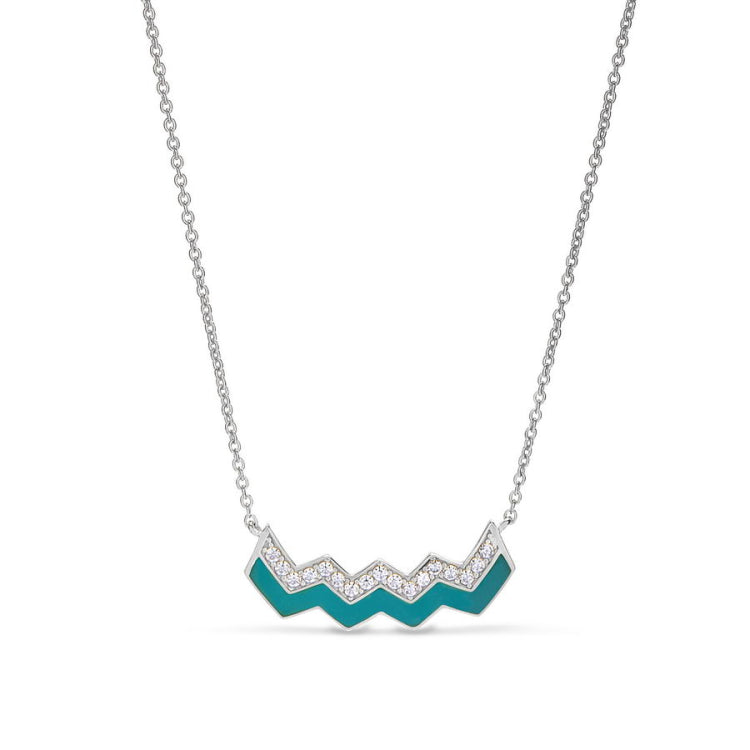 Turquoise Enamel Ups and Downs Necklace