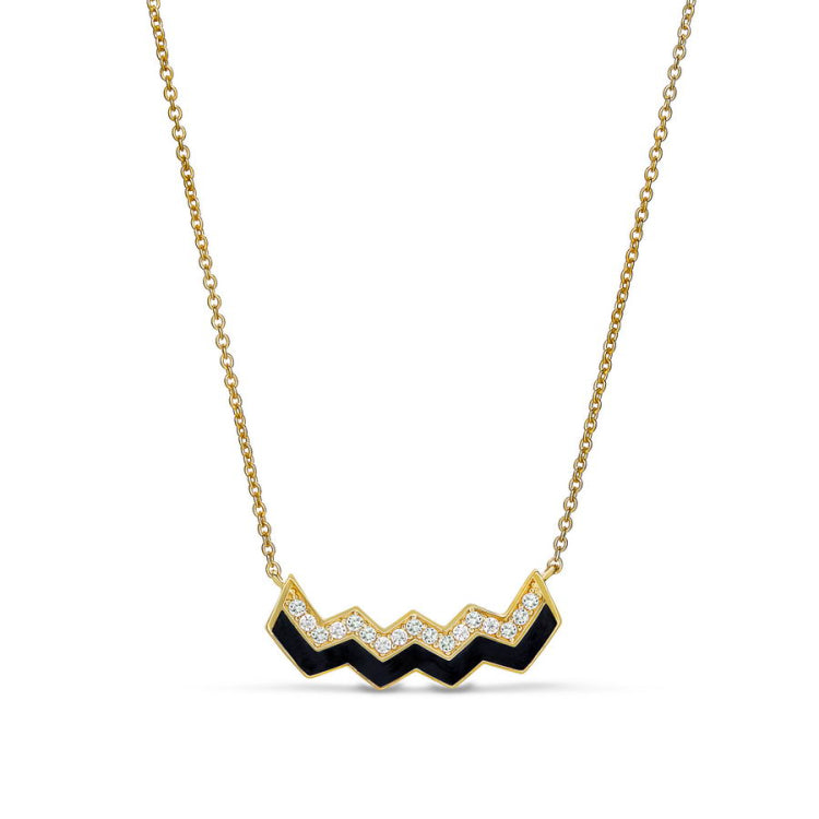 Black Enamel Ups and Downs Necklace