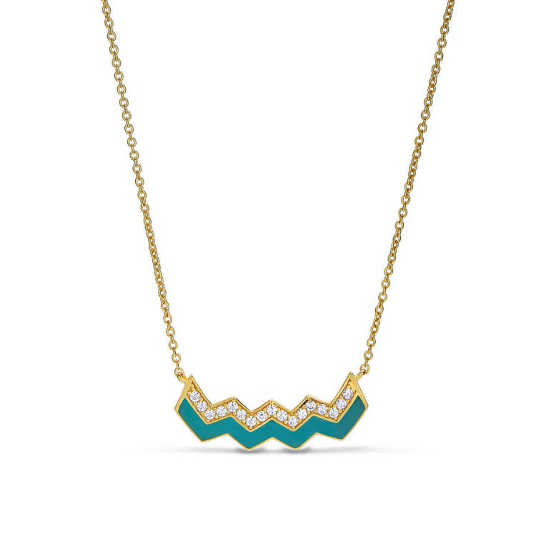 Turquoise Enamel Ups and Downs Necklace