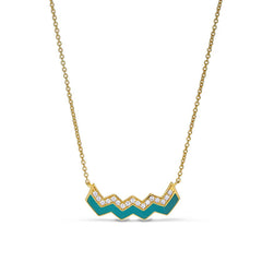 Turquoise Enamel Ups and Downs Necklace