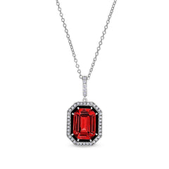 Ruby and Black Enamel Octagon Pendant