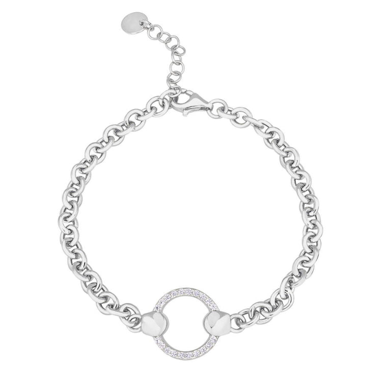 Cable Link Bracelet with Central Open Circle