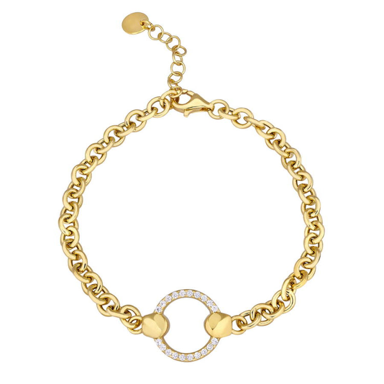 Cable Link Bracelet with Central Open Circle
