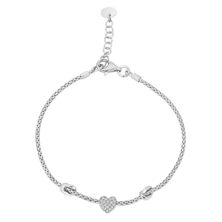 Corean Cable Link Bracelet with Heart and Knots