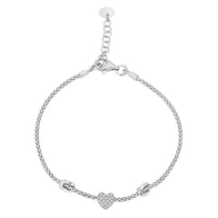 Corean Cable Link Bracelet with Heart and Knots