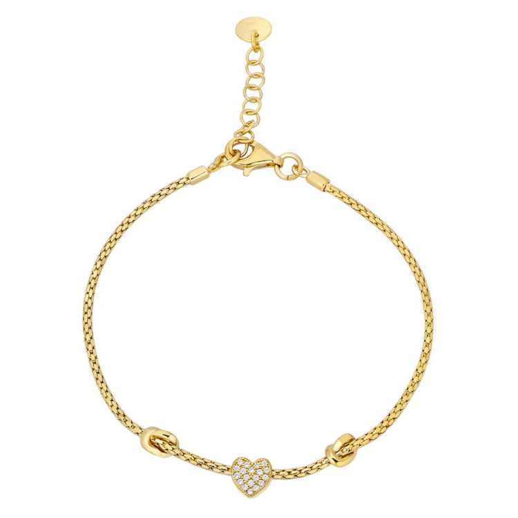 Corean Cable Link Bracelet with Heart and Knots