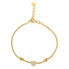 Corean Cable Link Bracelet with Heart and Knots