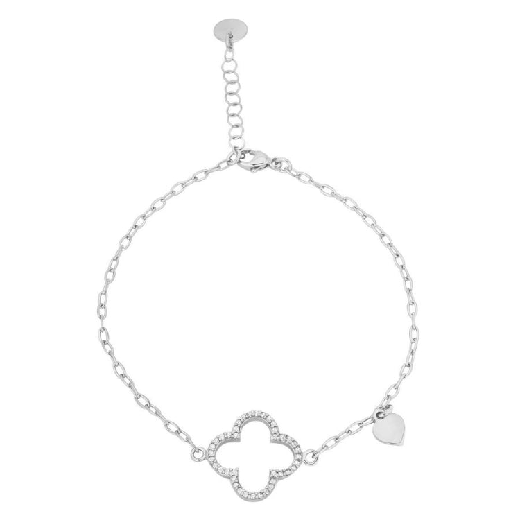 Cable Link Bracelet with Central Open Clover
