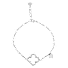 Cable Link Bracelet with Central Open Clover