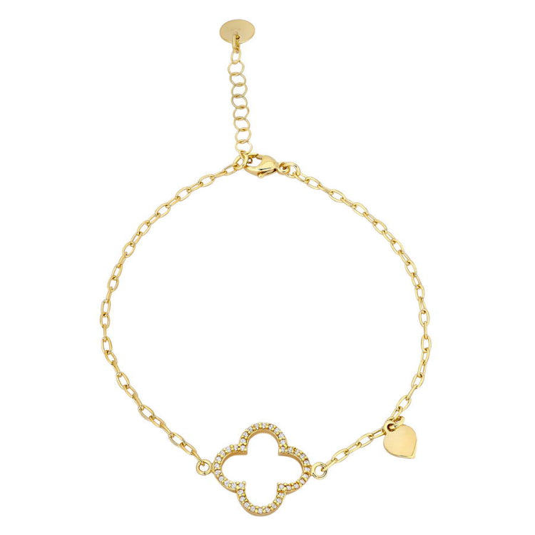 Cable Link Bracelet with Central Open Clover