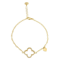Cable Link Bracelet with Central Open Clover