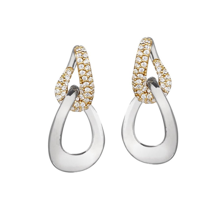Two Tone Interlocking Teardrop Earrings