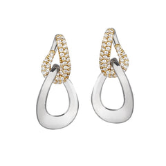 Two Tone Interlocking Teardrop Earrings