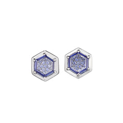 Synthetic Tanzanite Hexagon Stud Earrings