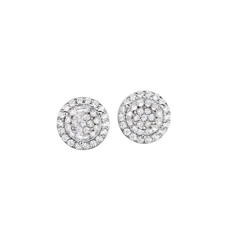 Round Micropave Stud Earrings with Halo