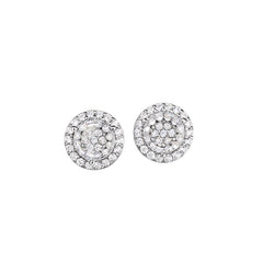 Round Micropave Stud Earrings with Halo