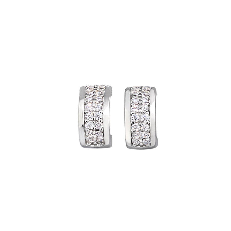 Two Row Micropave Huggie Earrings