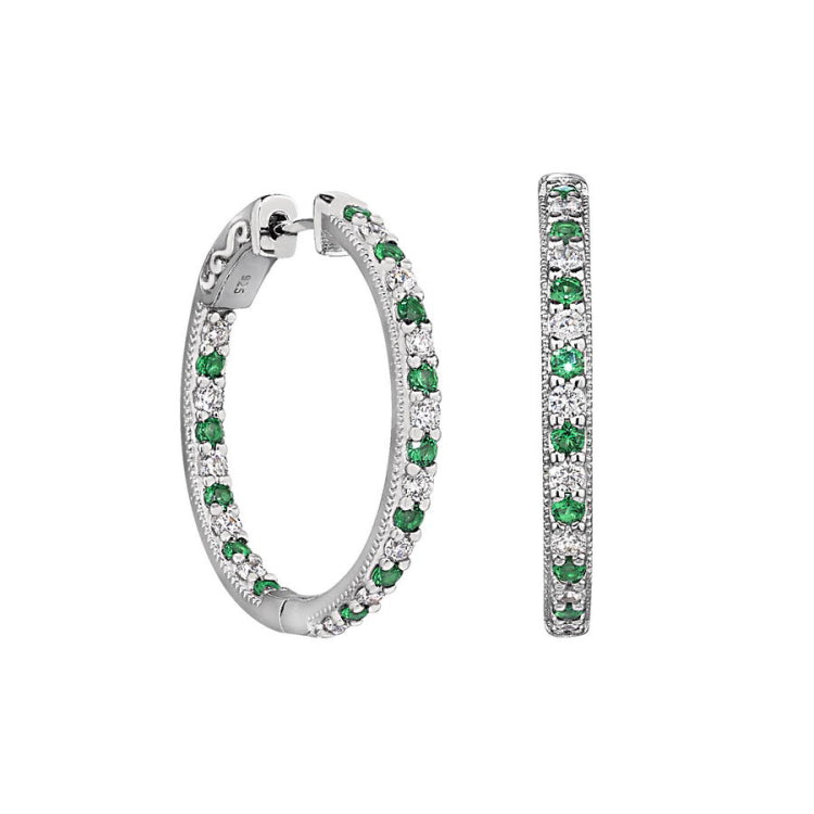 Simuated Emerald Hoop Earrings