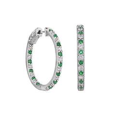 Simuated Emerald Hoop Earrings