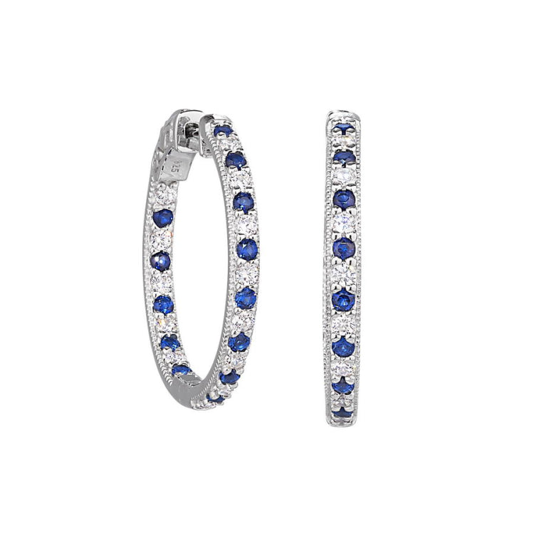 Simulated Sapphire Hoop Earrings