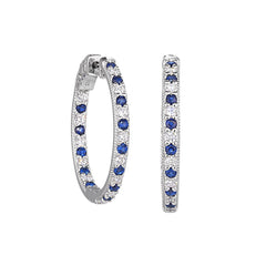 Simulated Sapphire Hoop Earrings