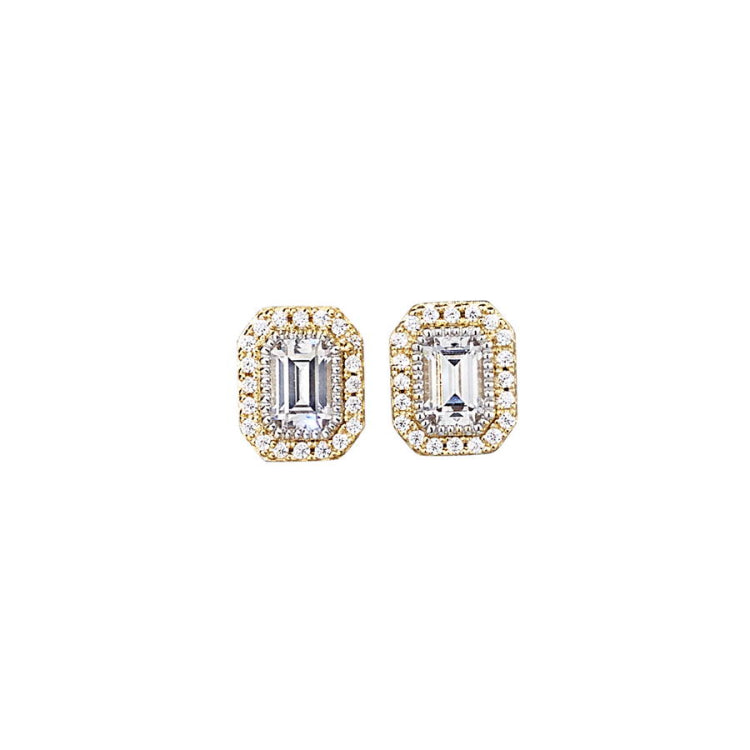 Two Tone Small Octacon Stud Earrings