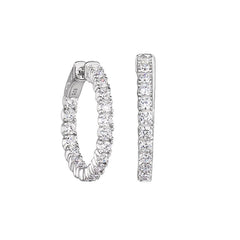 Medium Hoop Earrings with Prong Set Inside Out Simulated Diamonds